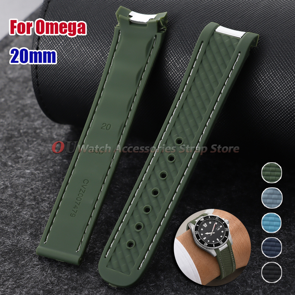 Omega Watch Seamaster - Изогнутый силиконовый ремешок для часов 20