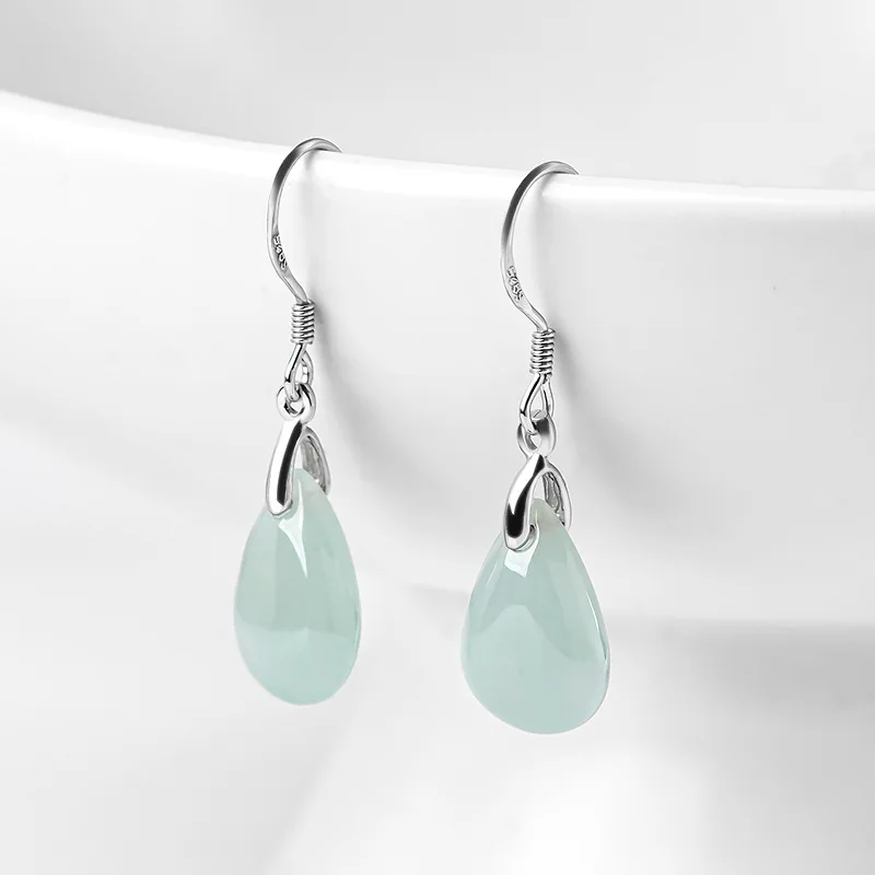 Luxury Gifts Jewelry & Watches Namfleg Mostar - Серьги-капли из бирманского нефрита, сертификат, подарок,