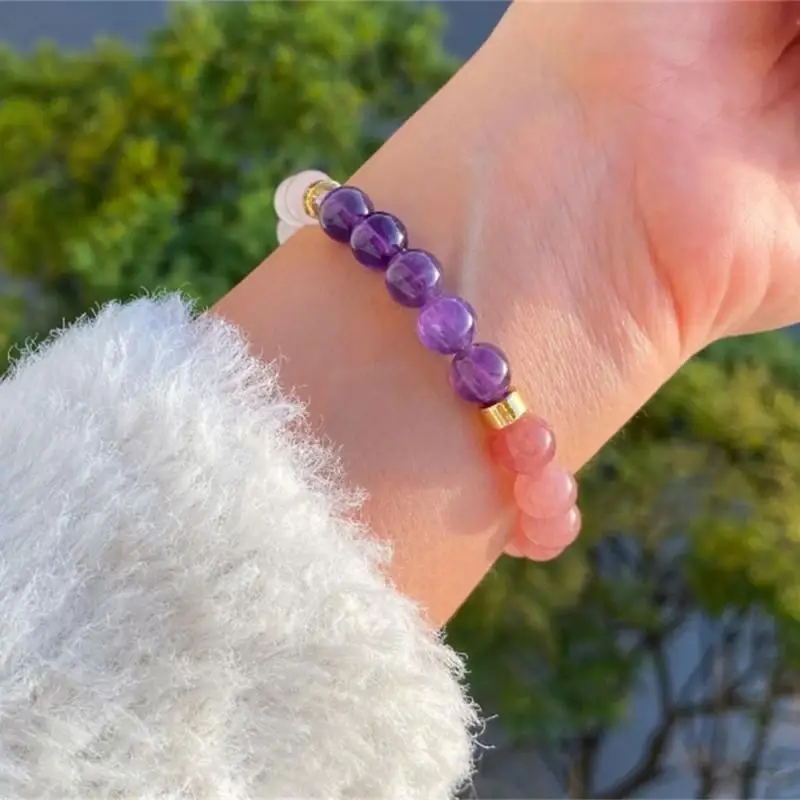Rose Gold Bracelet - Браслет из натурального аметиста и розового